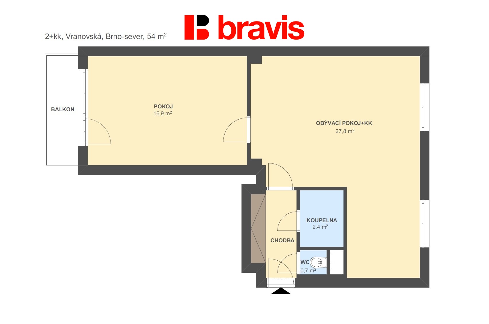 2+kk Vranovská 54m2