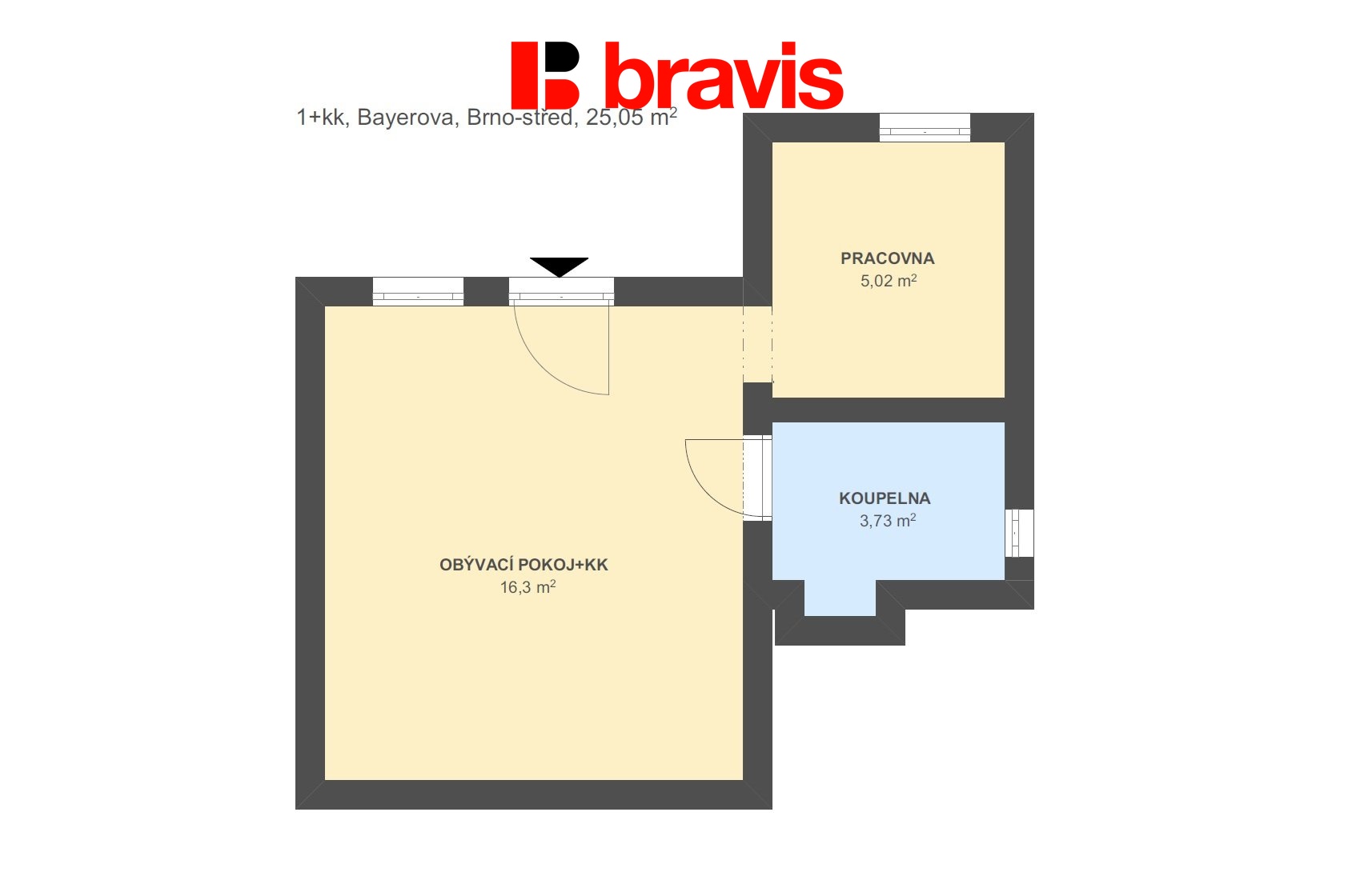 1+kk Bayerova 25,05m2 byt 3