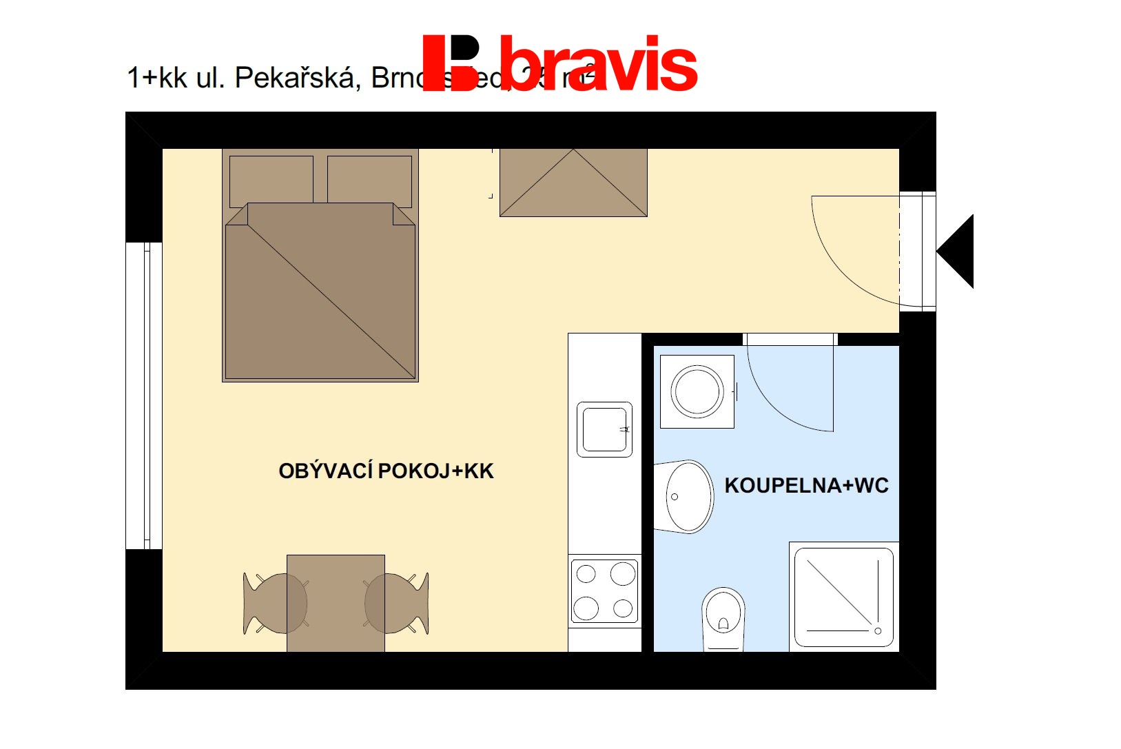 1+kk Pekařská 25m2