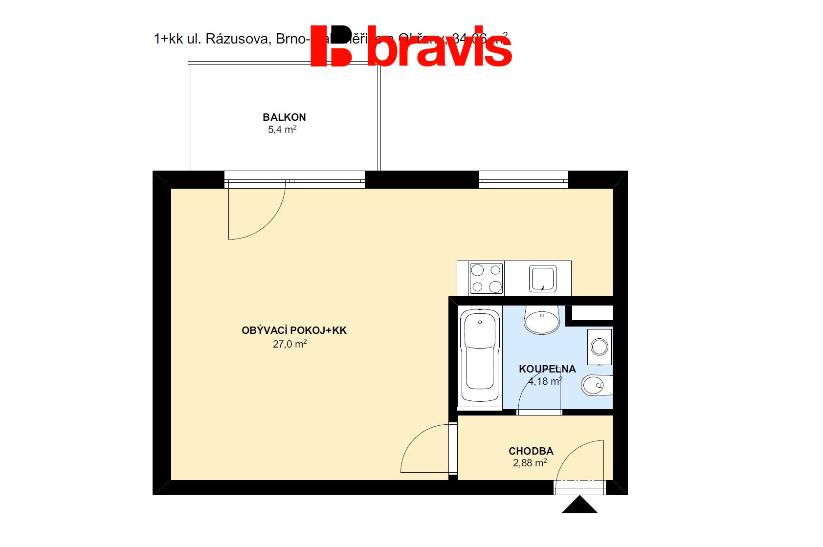 1+kk Rázusova 34,06m2 byt 3