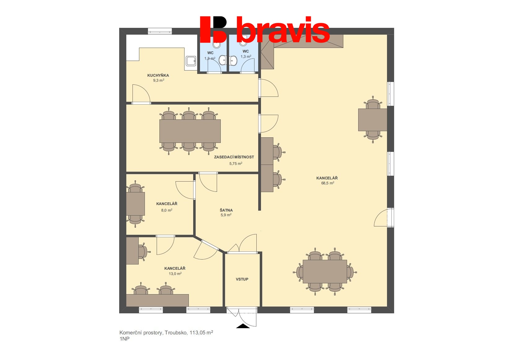 Komerce Troubsko 113,05m2 1NP