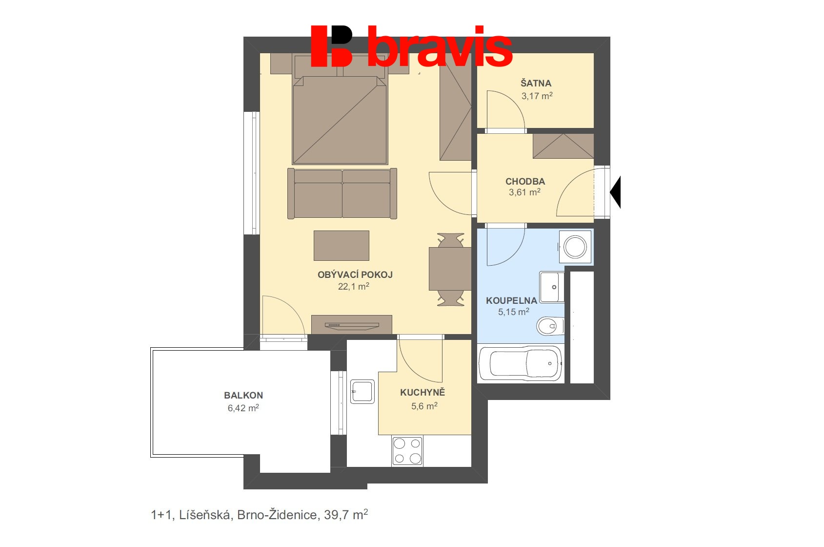 1+1 Líšeňksá 39,7m2