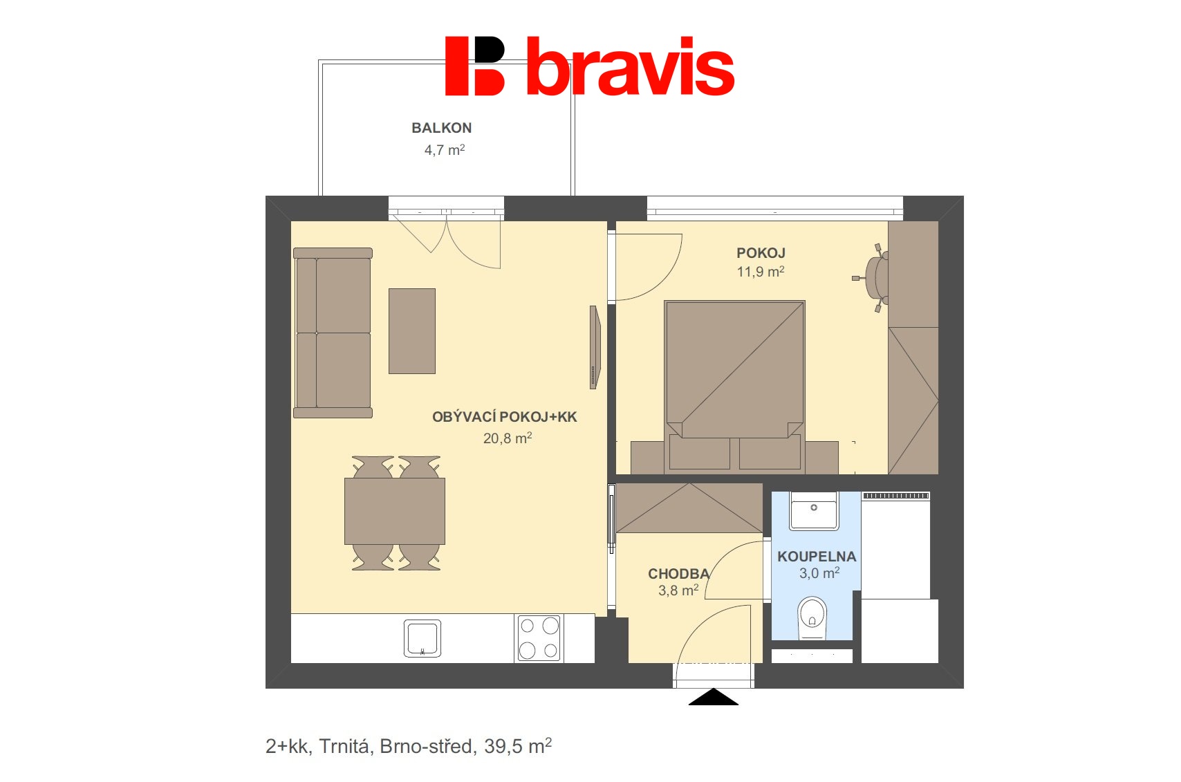 2+kk Trnitá 39,5m2