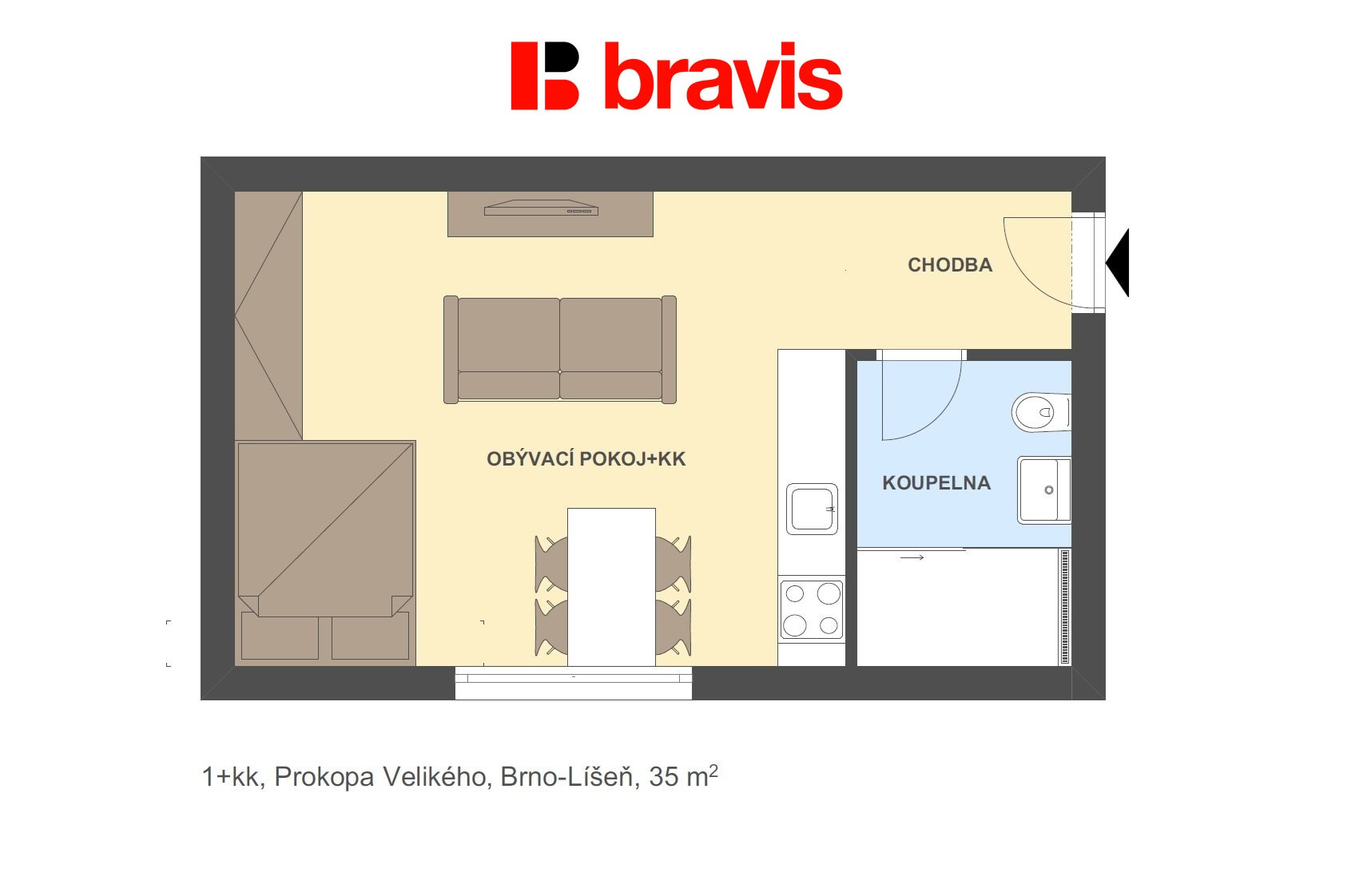1+kk Prokopa Velikého 35m2