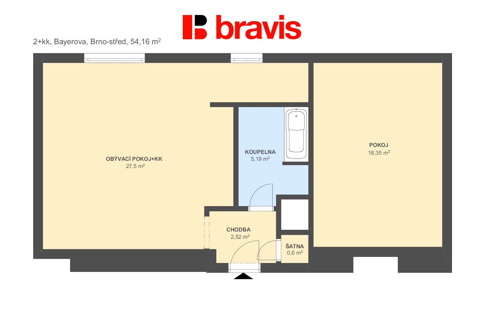2+kk Bayerova 54,16m2 byt 11
