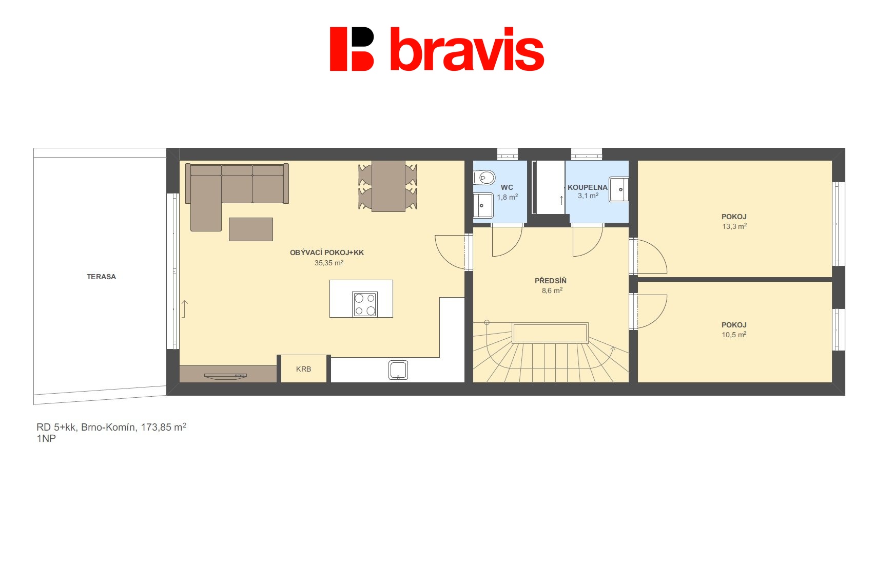 RD 5+kk Komín 173,85m2 1NP