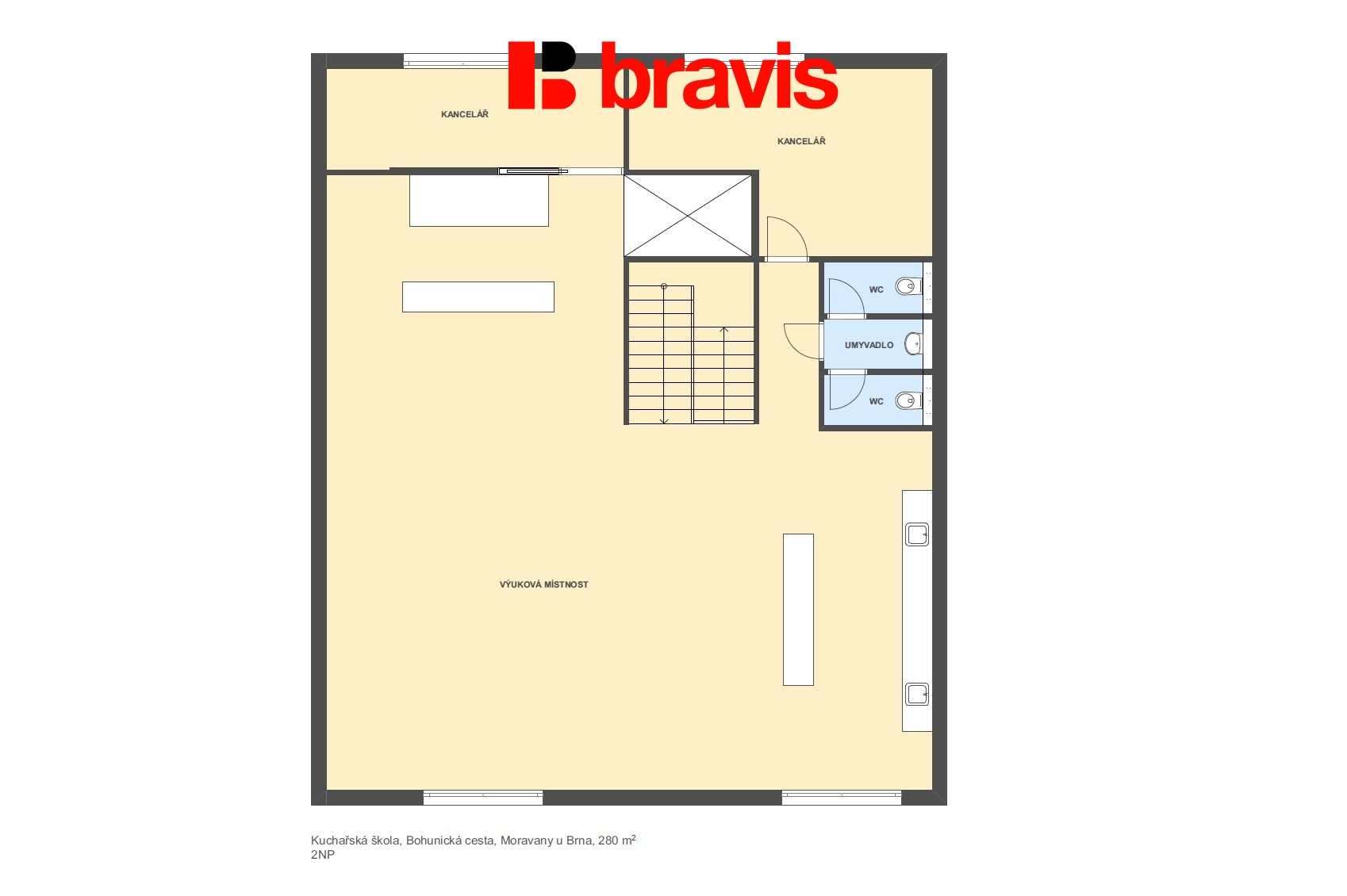 Kuchařská škola Bohunická cesta 280m2 2NP