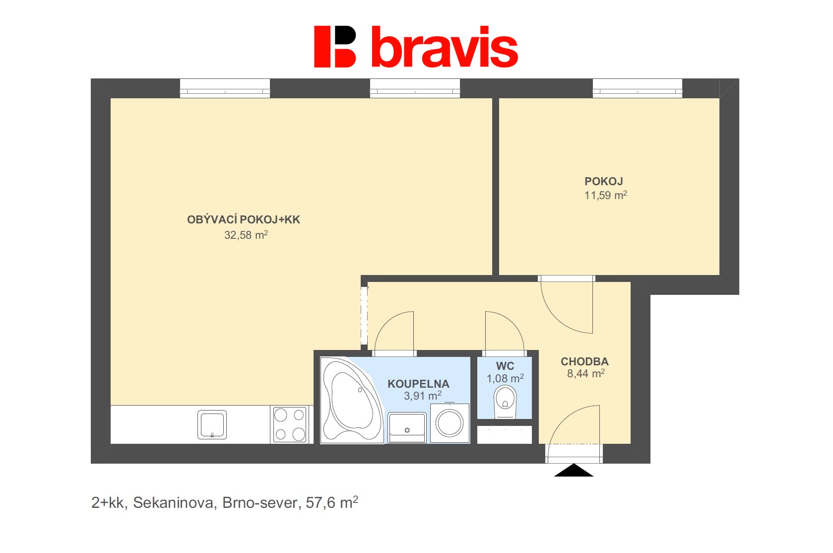 2+kk Sekaninova 57,6m2