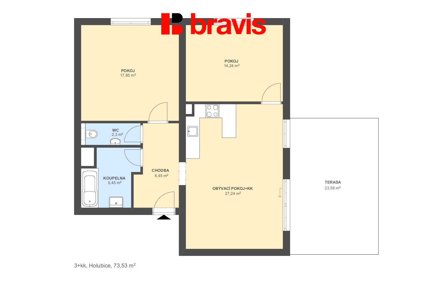 3+kk Holubice 73,53m2