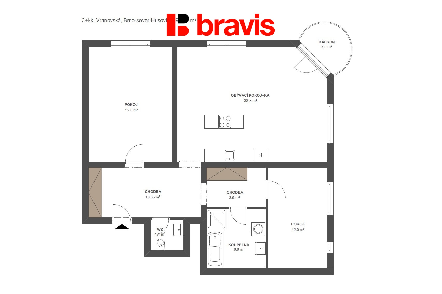 3+kk Vranovská 94,75m2