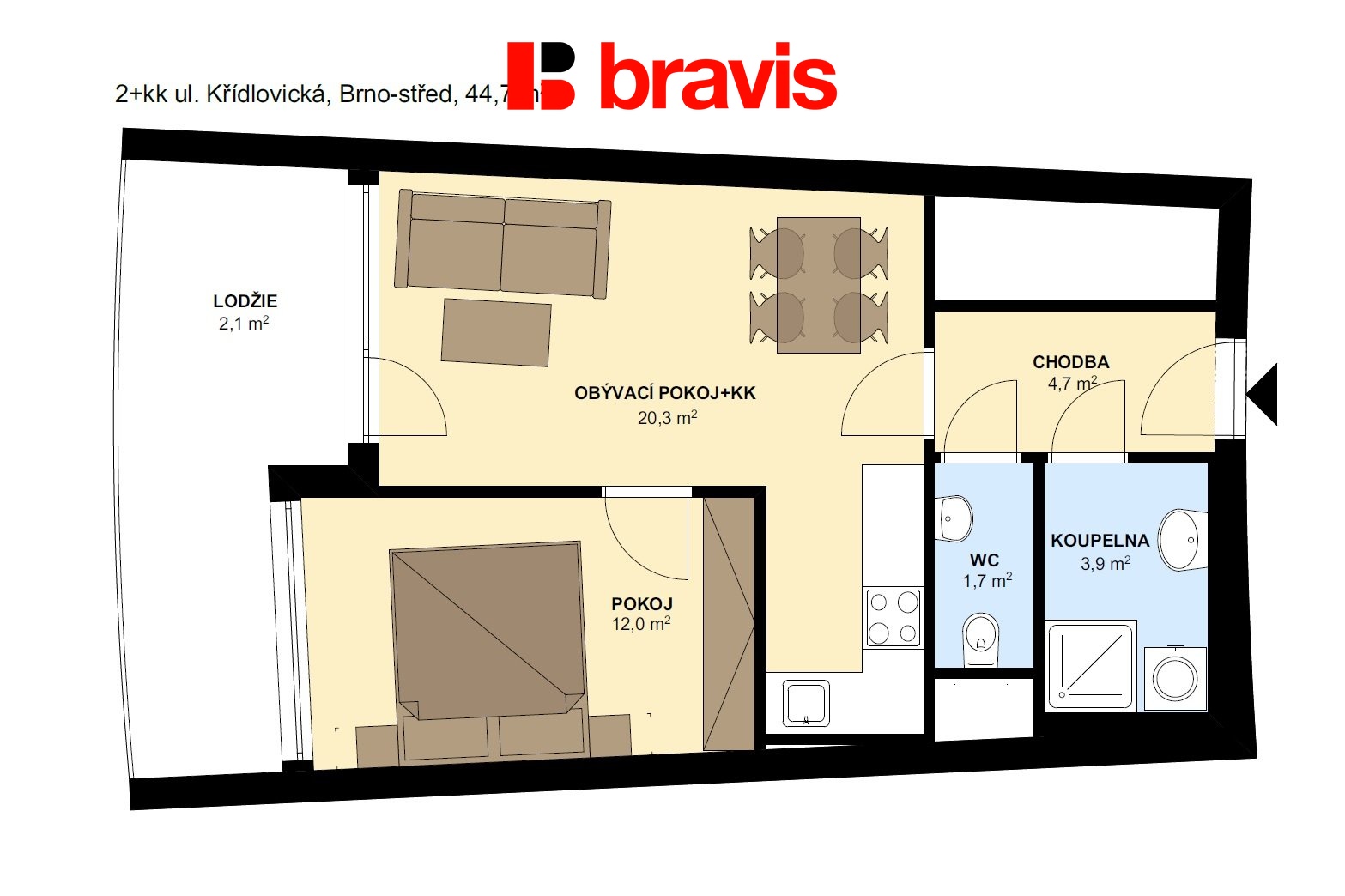 2+kk Kr?i?dlovicka? 44,7m2