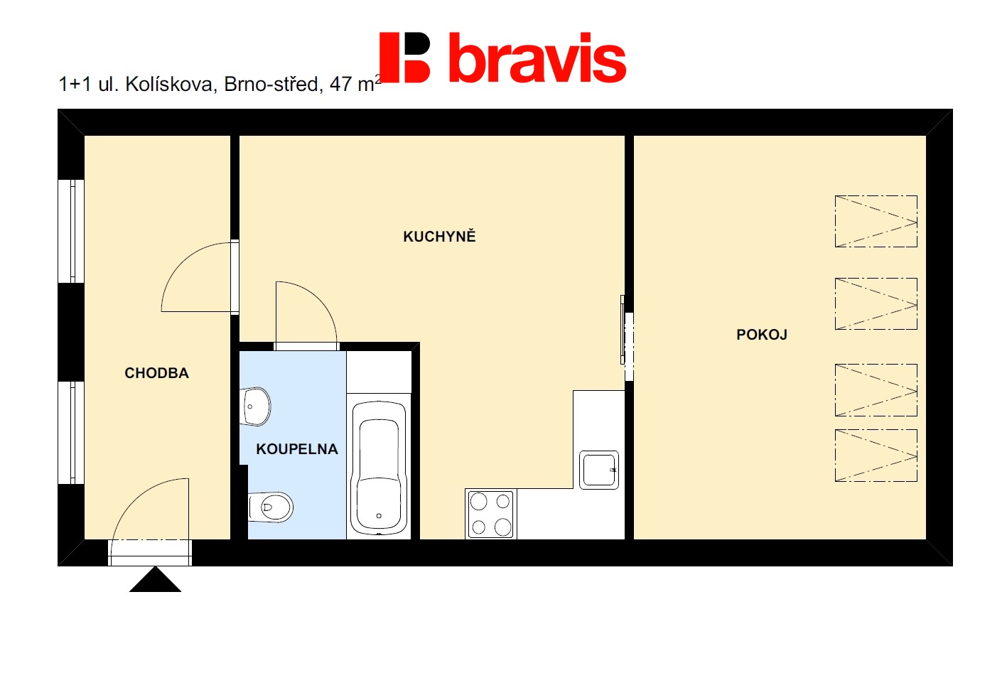 1+1 Kolískova 47m2