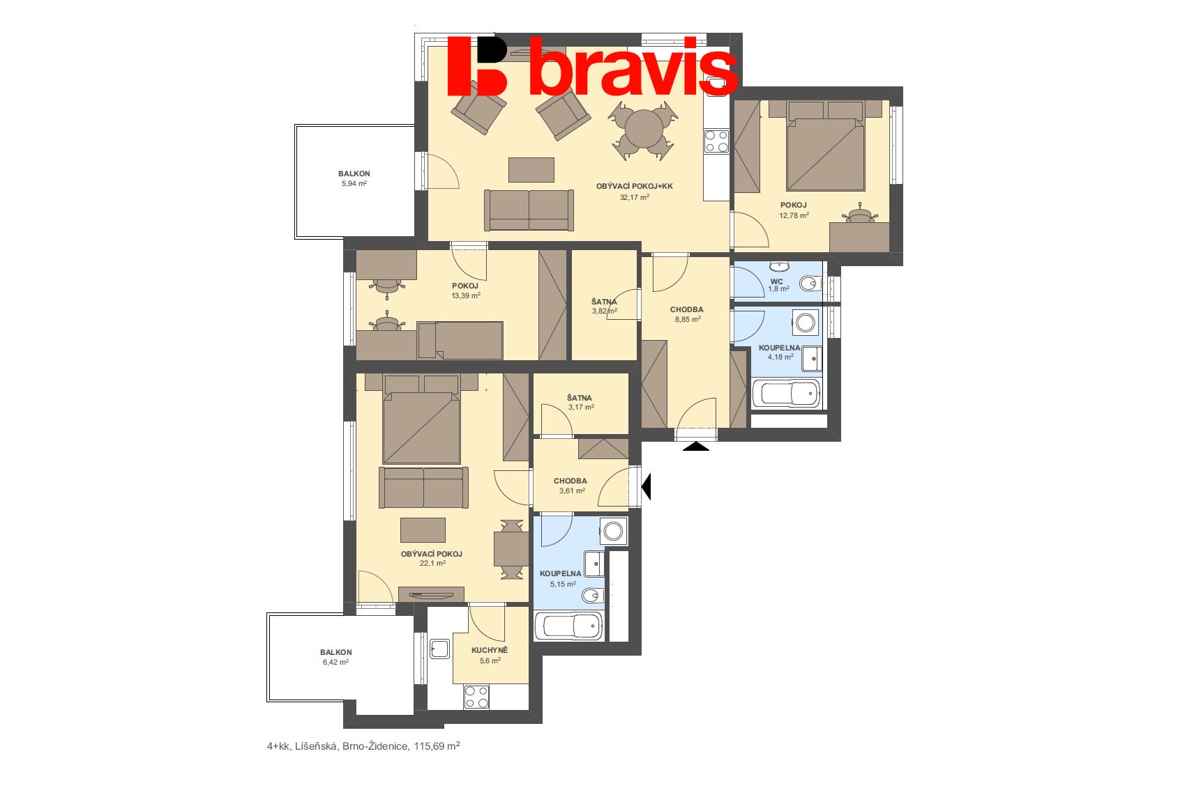 4+kk Líšeňská 115,69m2
