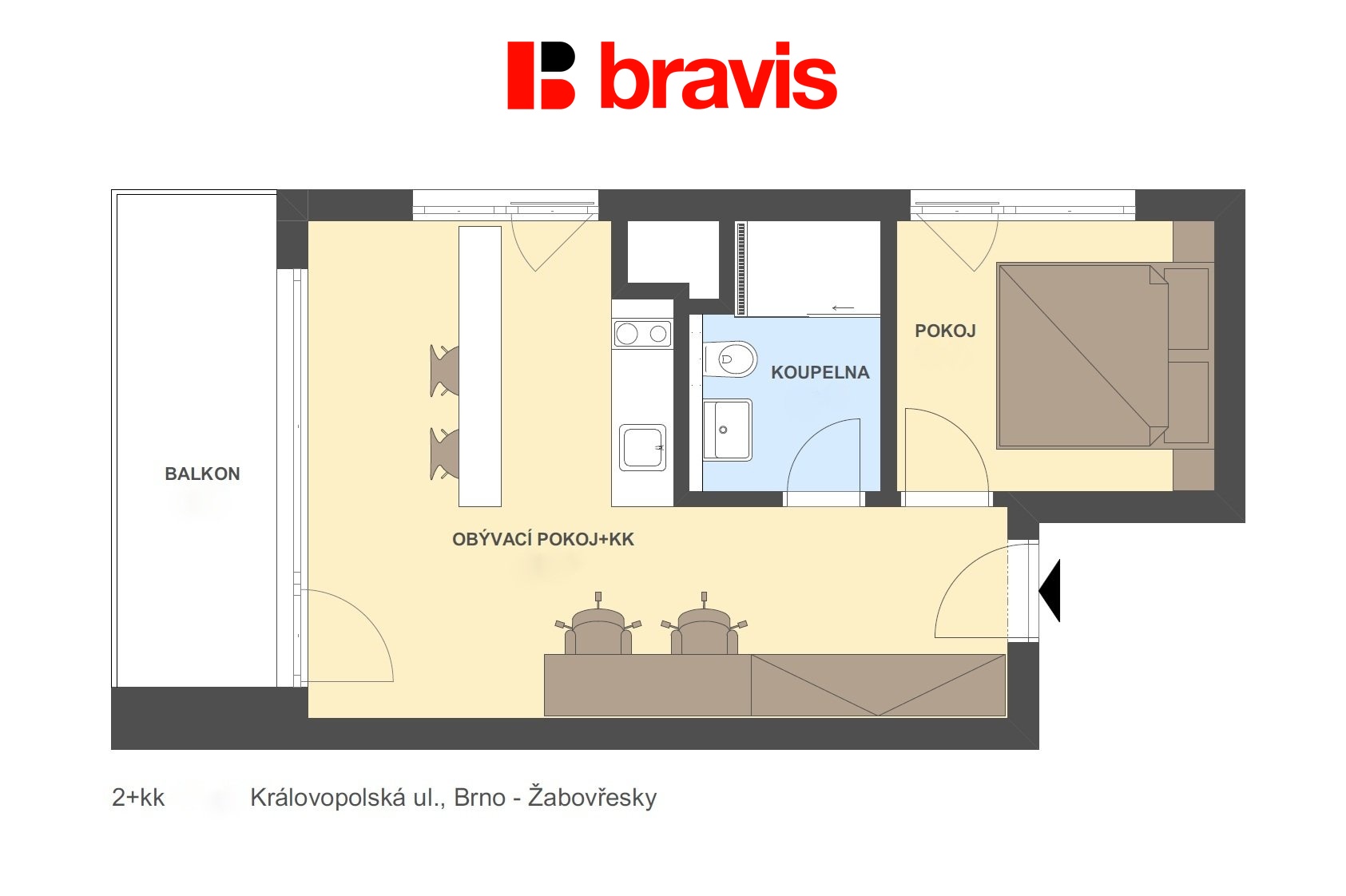 2+kk Královopolská 41 m2 + 7m2