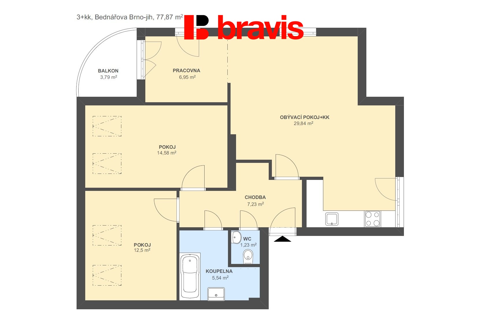 3+kk Bednářova 77,87m2