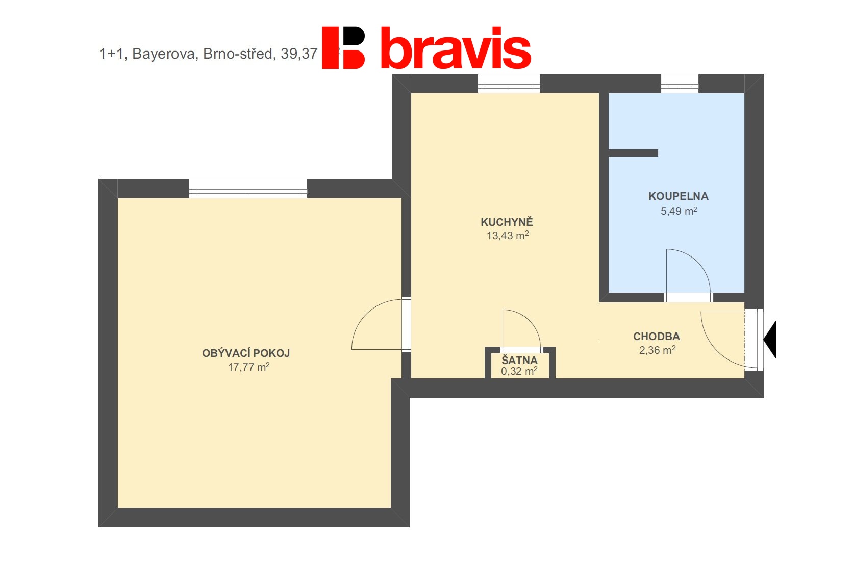 1+1 Bayerova 39,37m2 byt 16