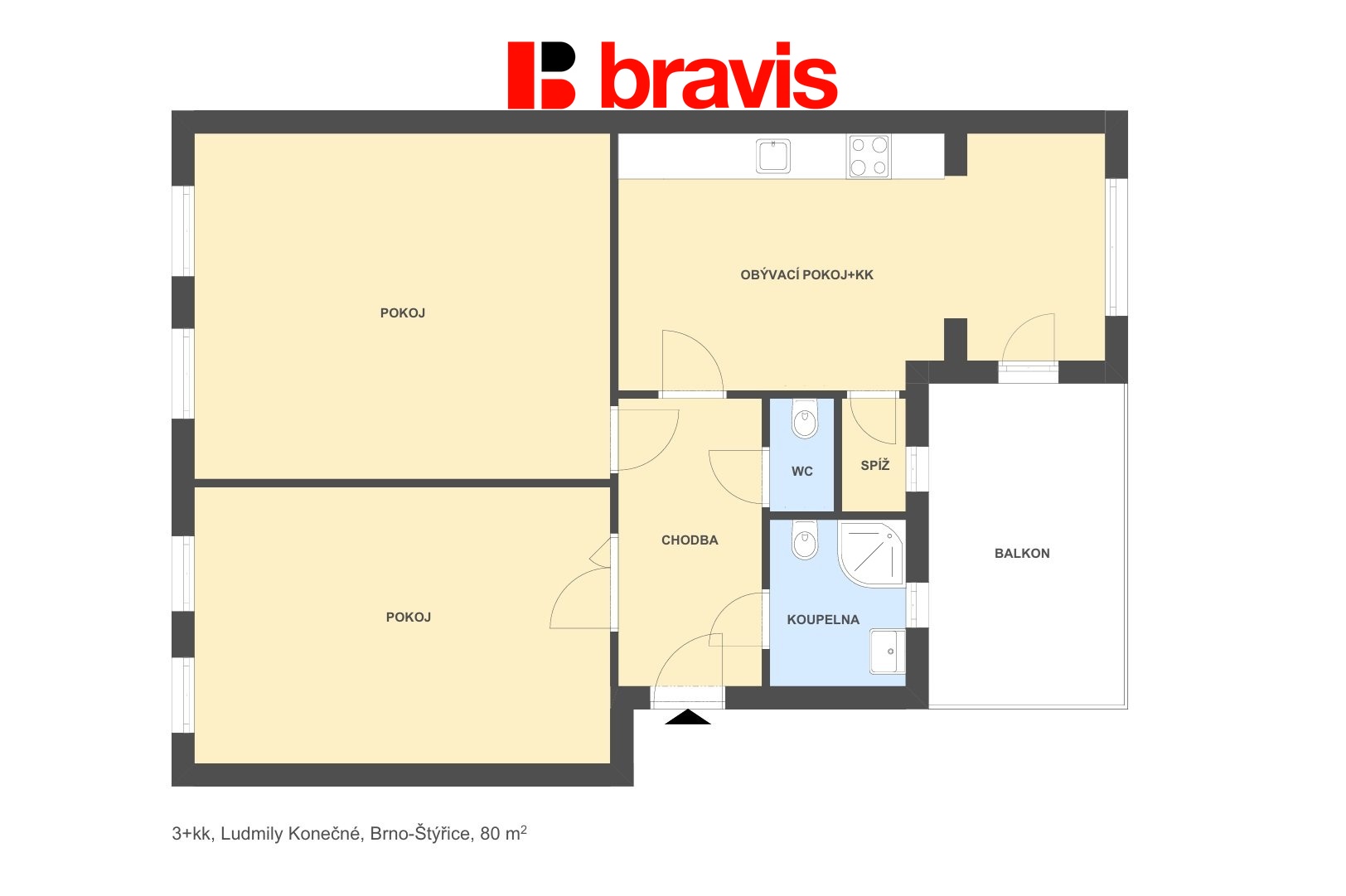 3+kk Ludmily Konečné 80m2