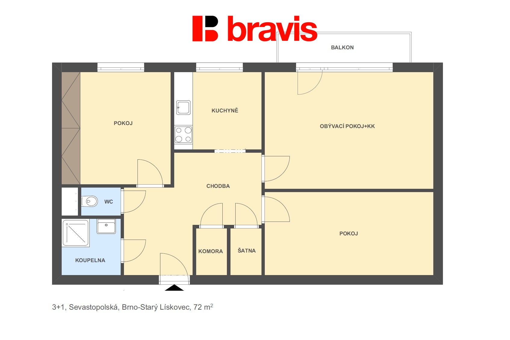 3+1 Sevastopolská 72m2