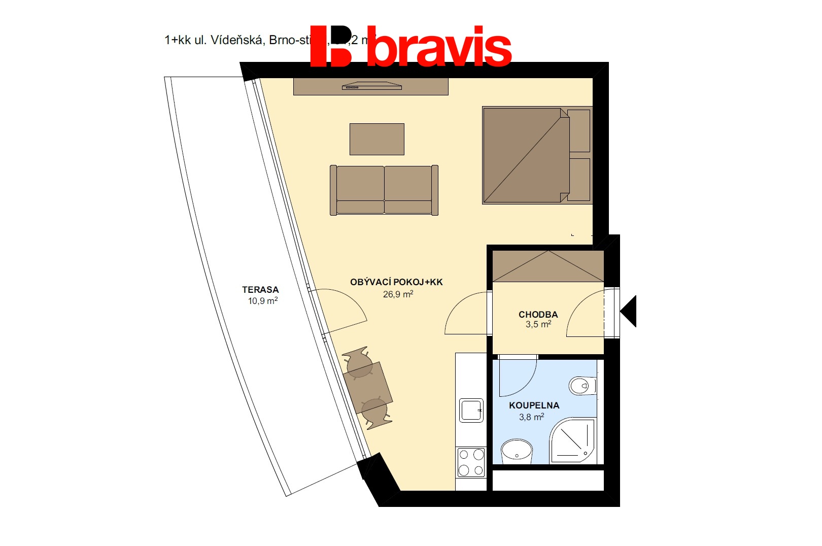 1+kk Vídeňská 34,2m2