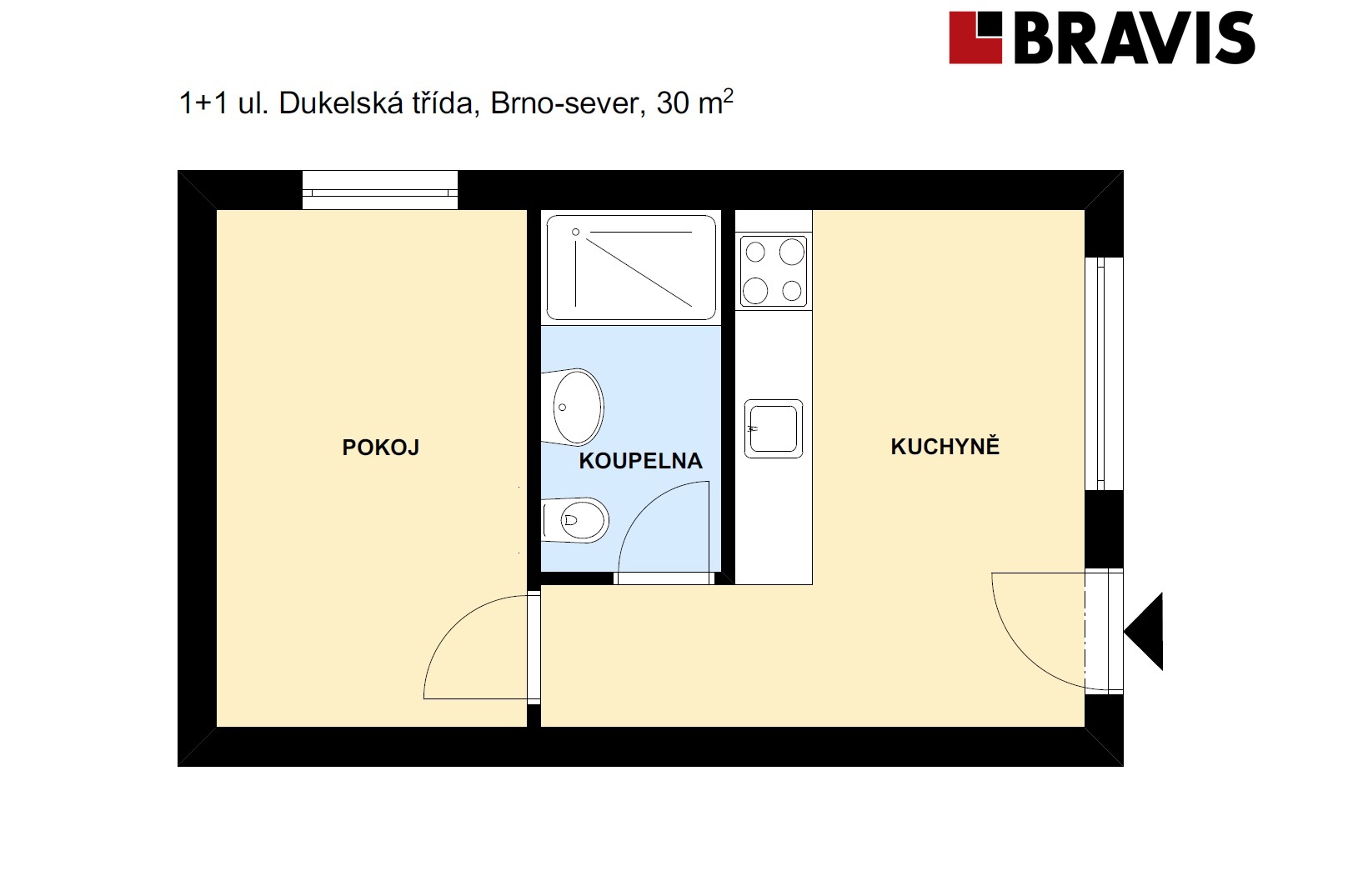 1+1 Dukelská třída 30m2