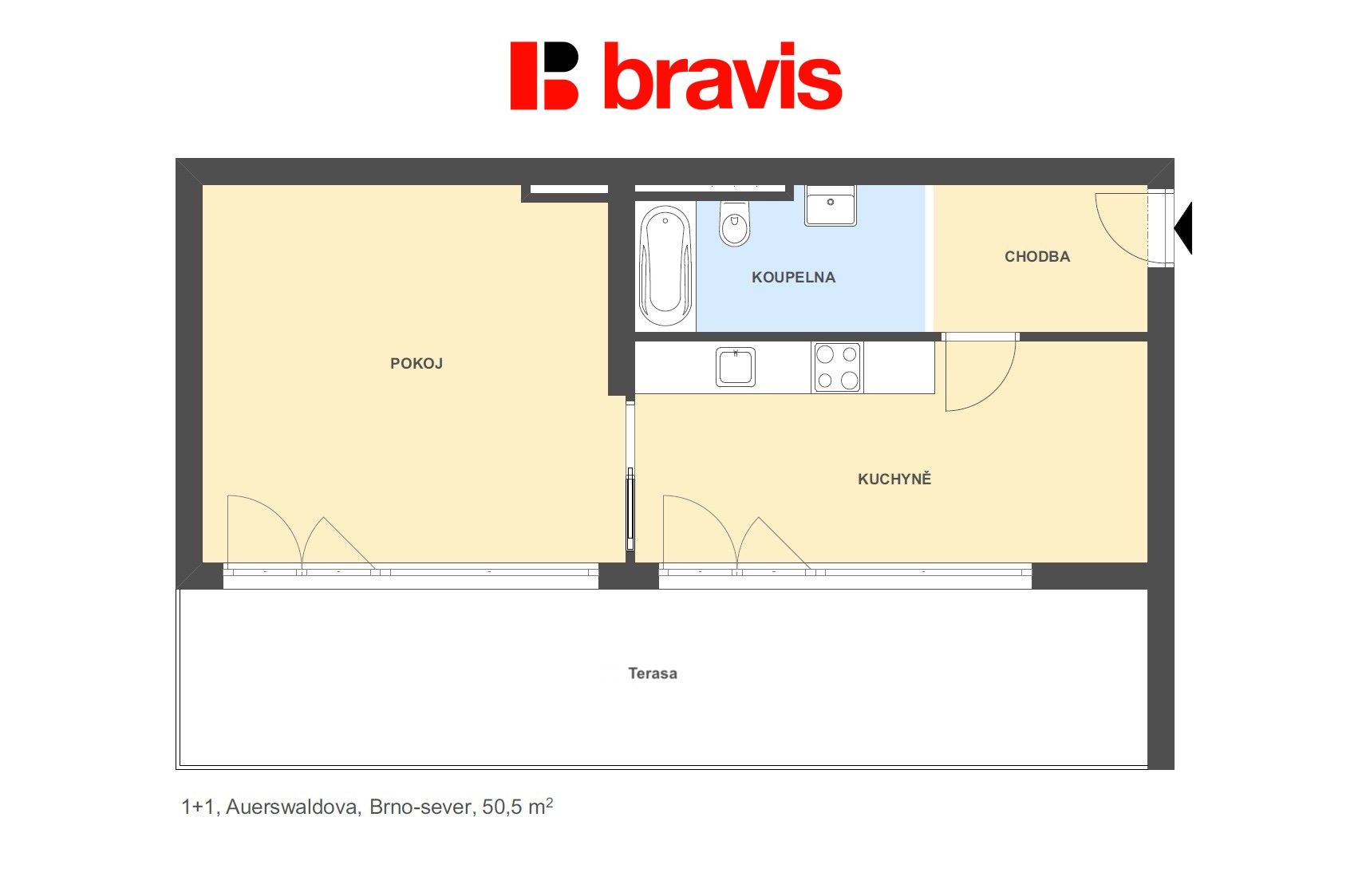 1+1 Auerswaldova 50,5m2