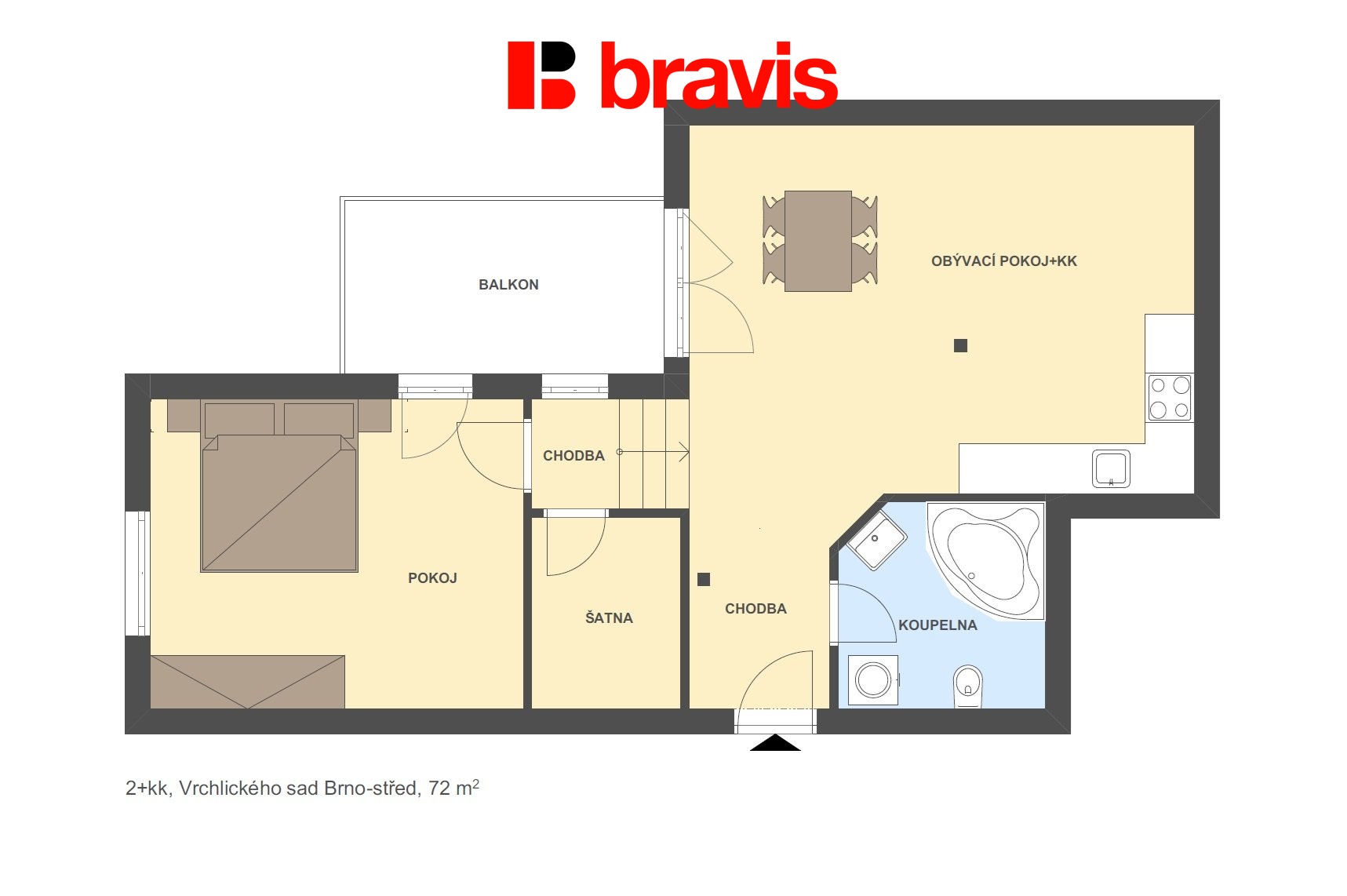 2+kk Vrchlického sad 72m2