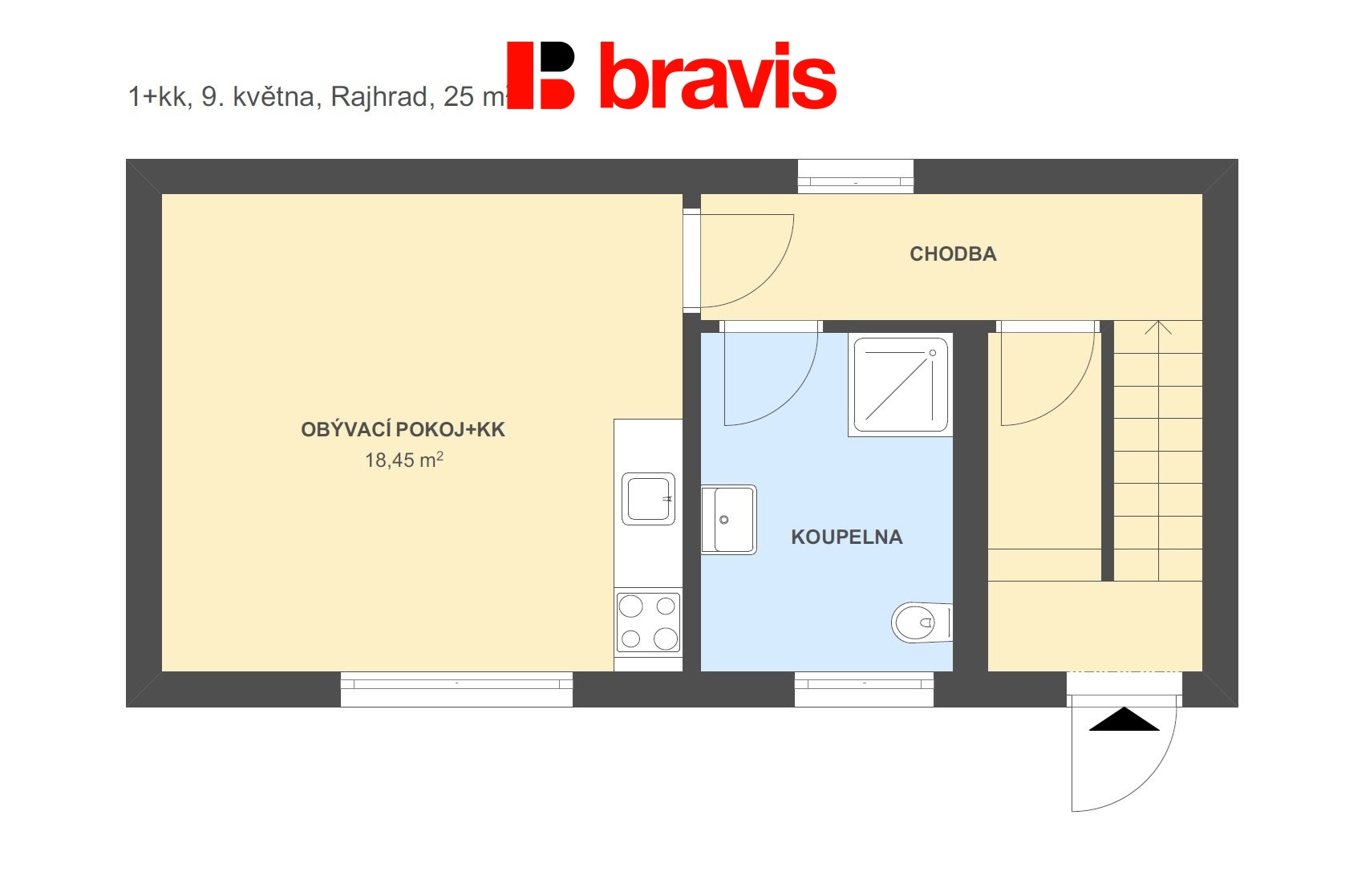 Pronájem bytu 1+kk a garsoniéry Rajhrad 11 500 Kč za měsíc, foto 5