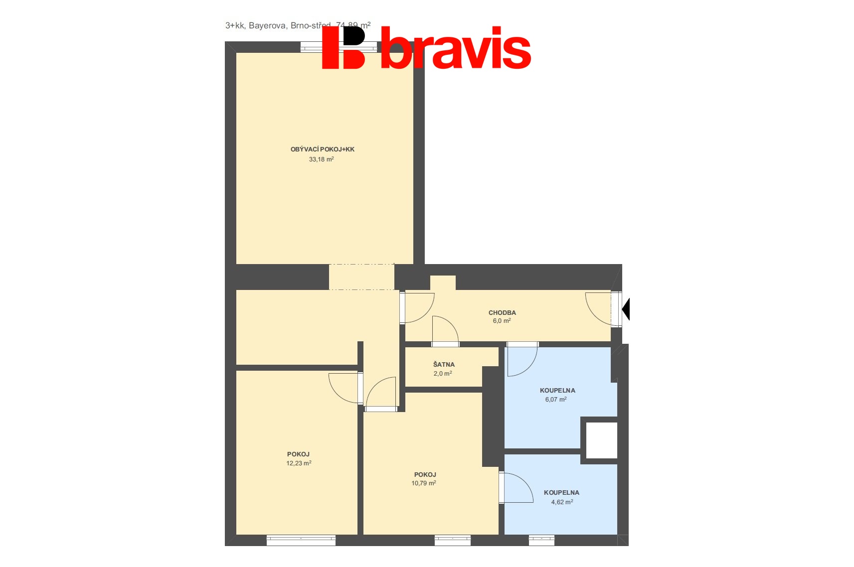 3+kk Bayerova 74,89m2 byt 24