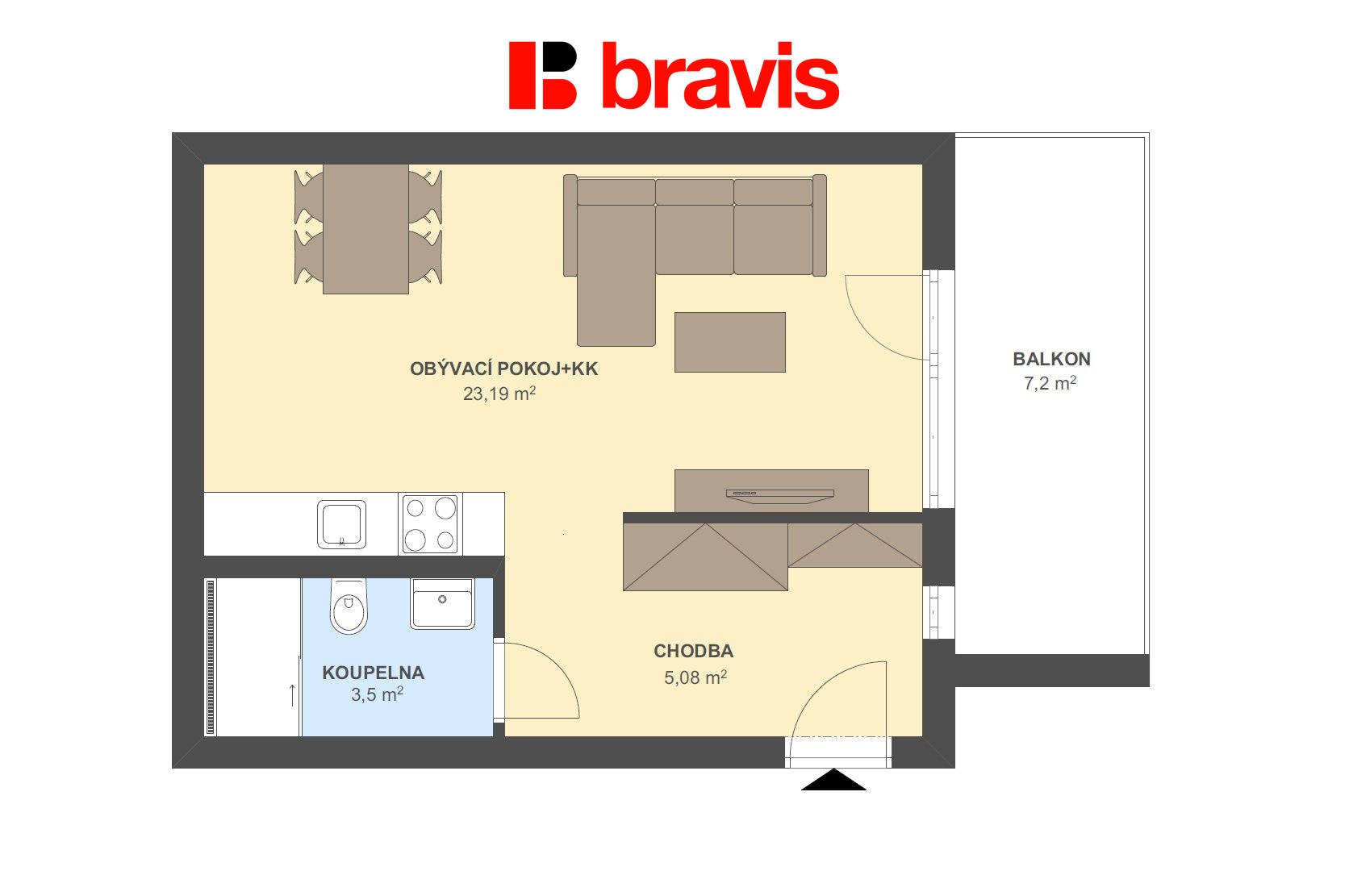 Pu?dorys 1+kk 31,77m2
