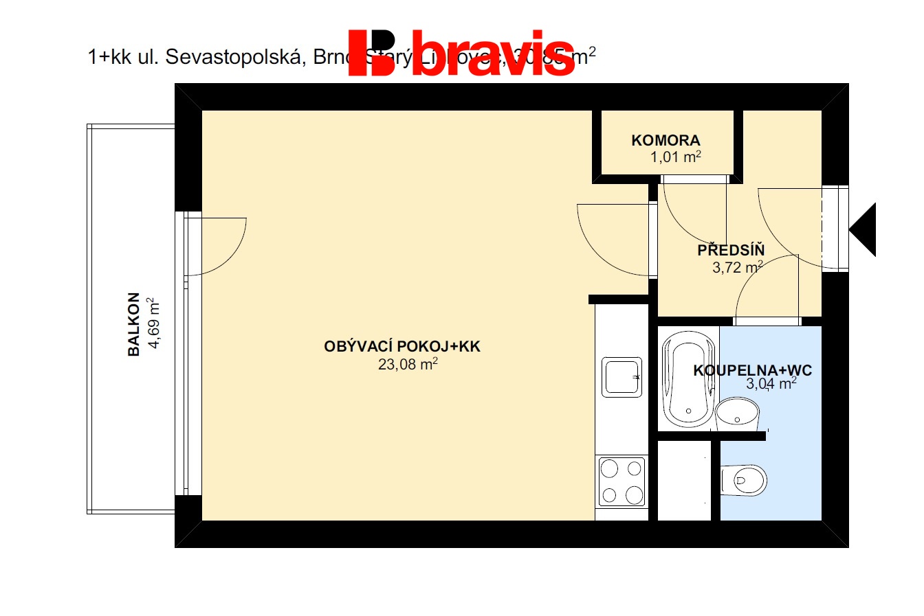 1+kk Sevastopolská 30,85m2