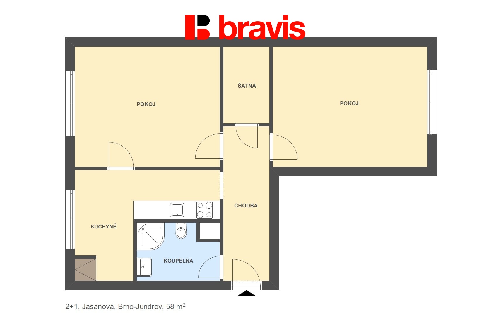 2+1 Jasanová 58m2
