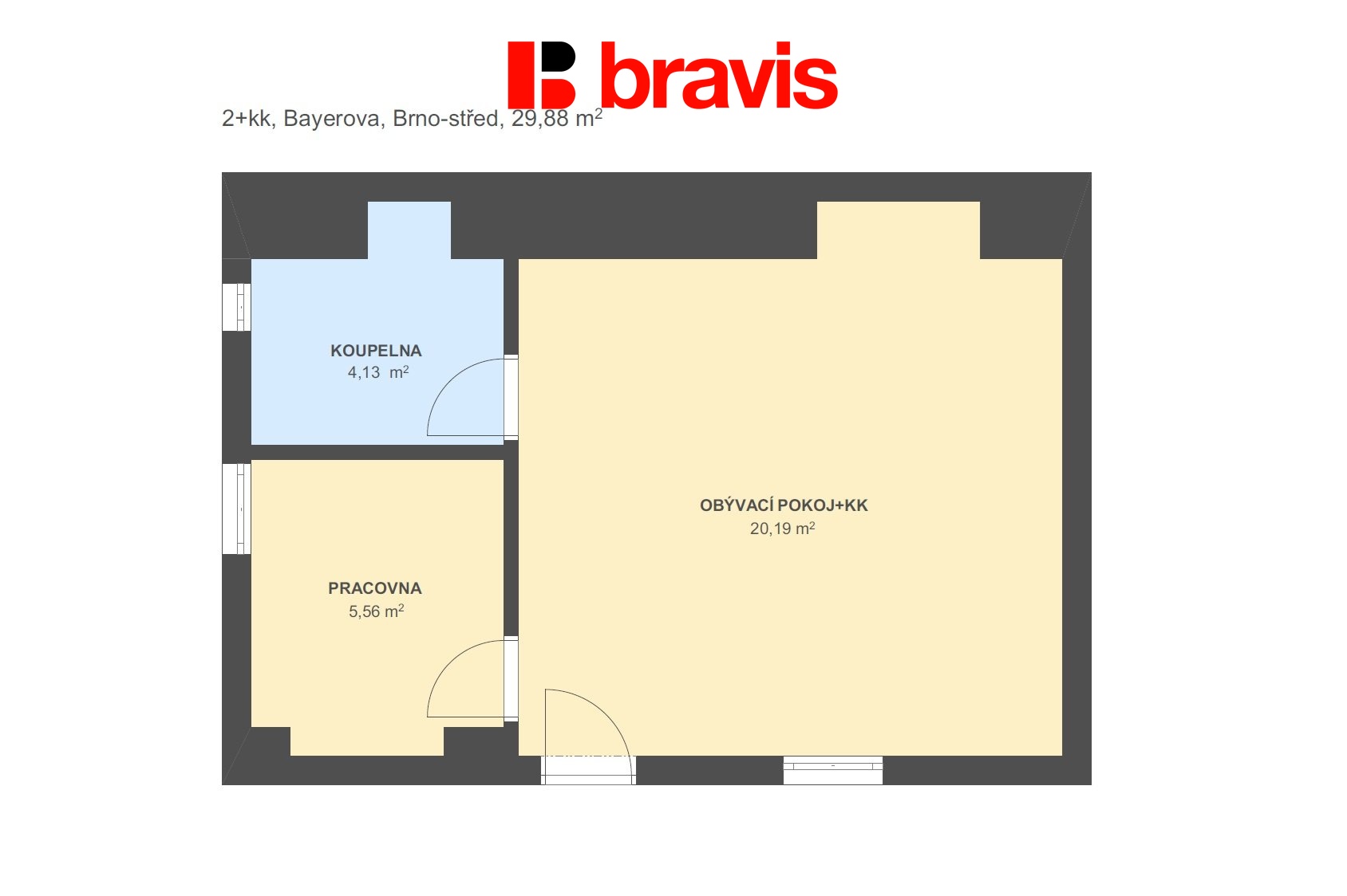 2+kk Bayerova 29,88m2 byt 5
