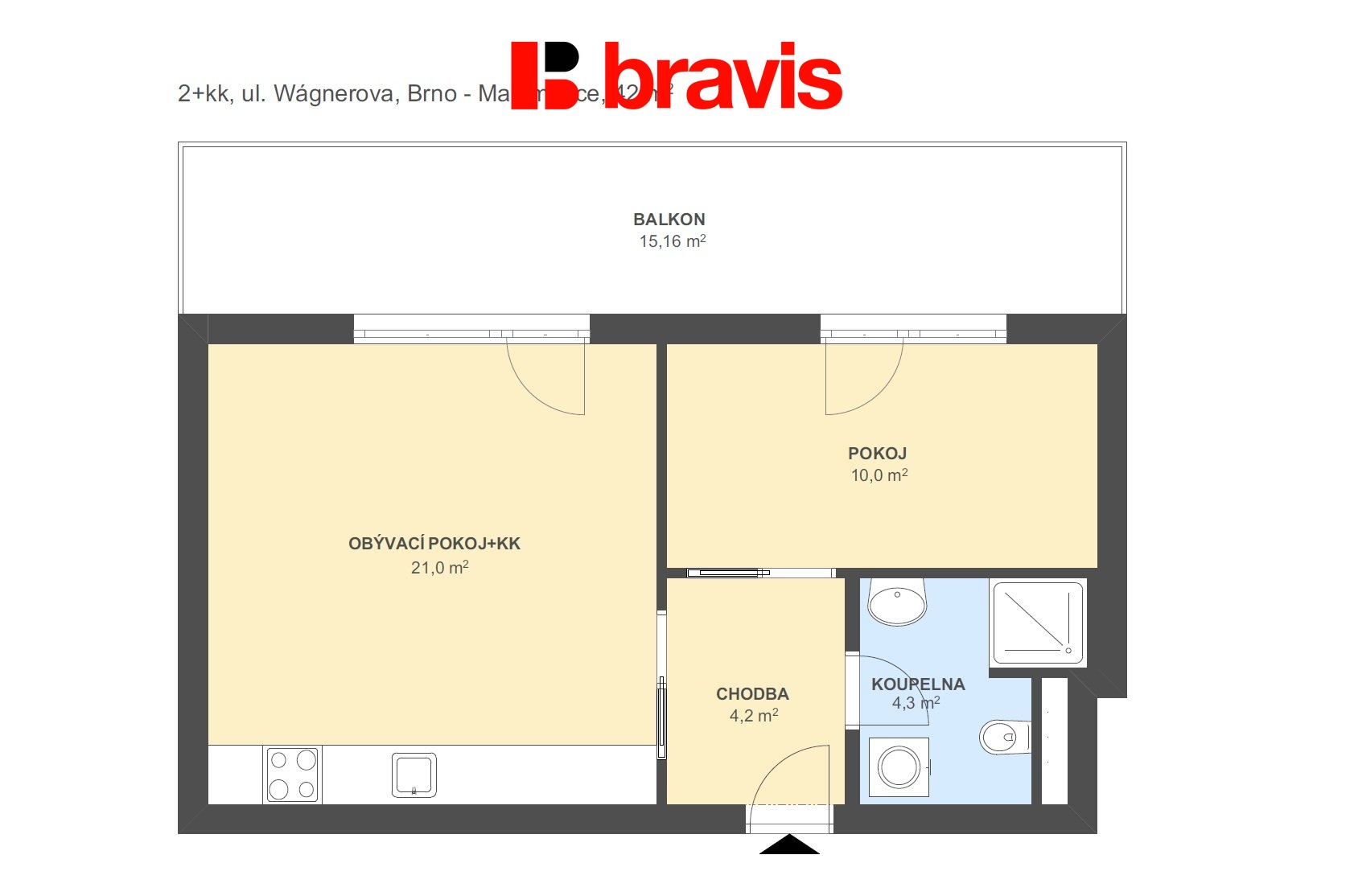 2+kk Wágnerova 42m2