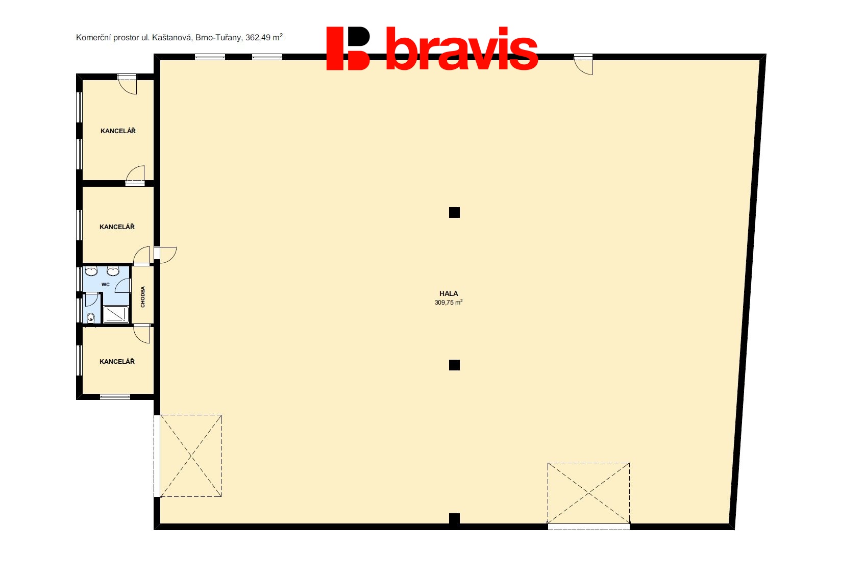 Komerční prostor Kaštanová 362,49m2