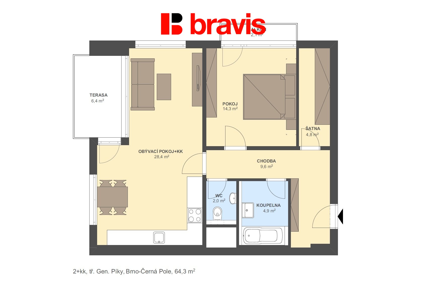 2+kk tř. Gen Píky 64,3m2