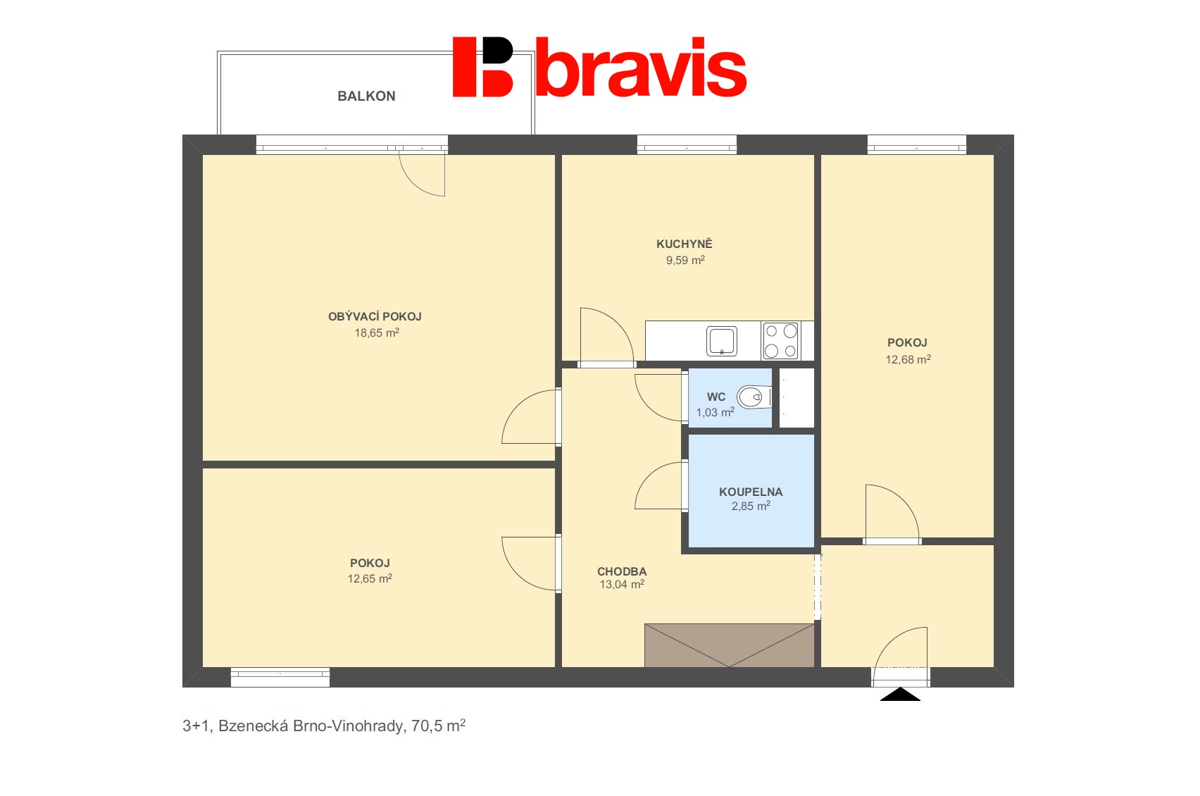 3+1 Bzenecká 70,5m2