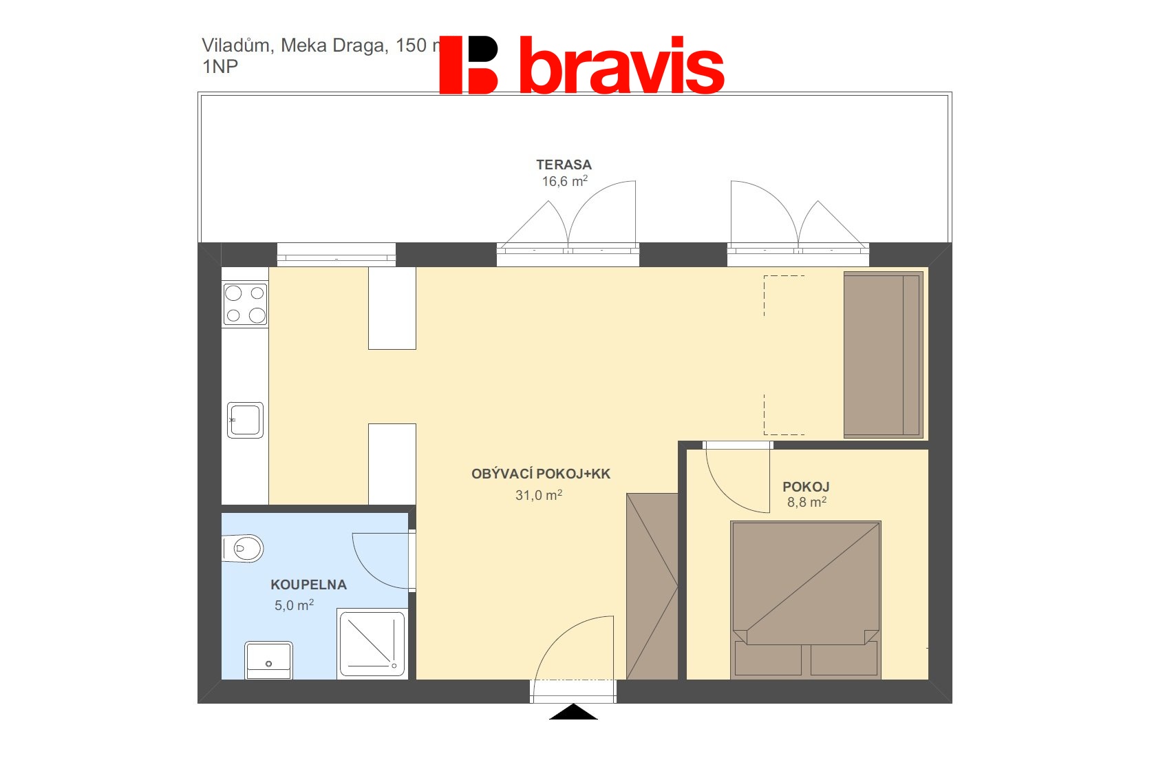 Viladům Meka Draga 150m2 1NP
