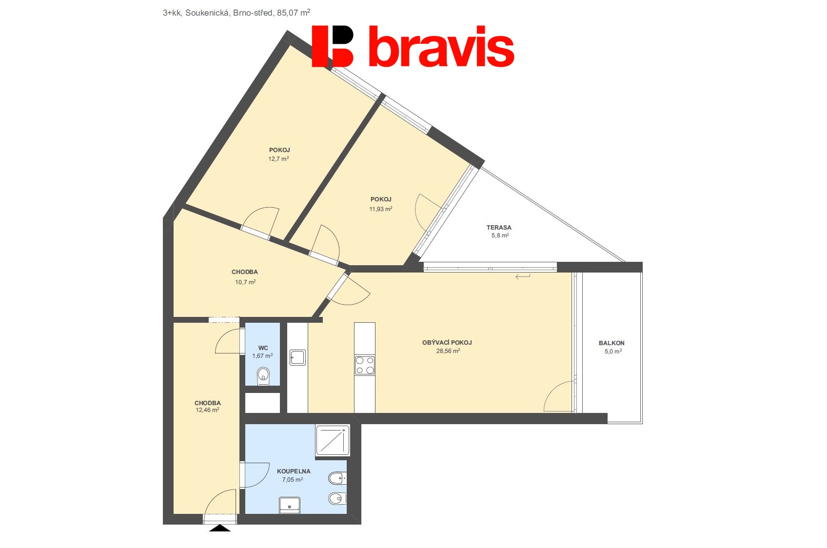 3+kk Soukenická 85,07m2