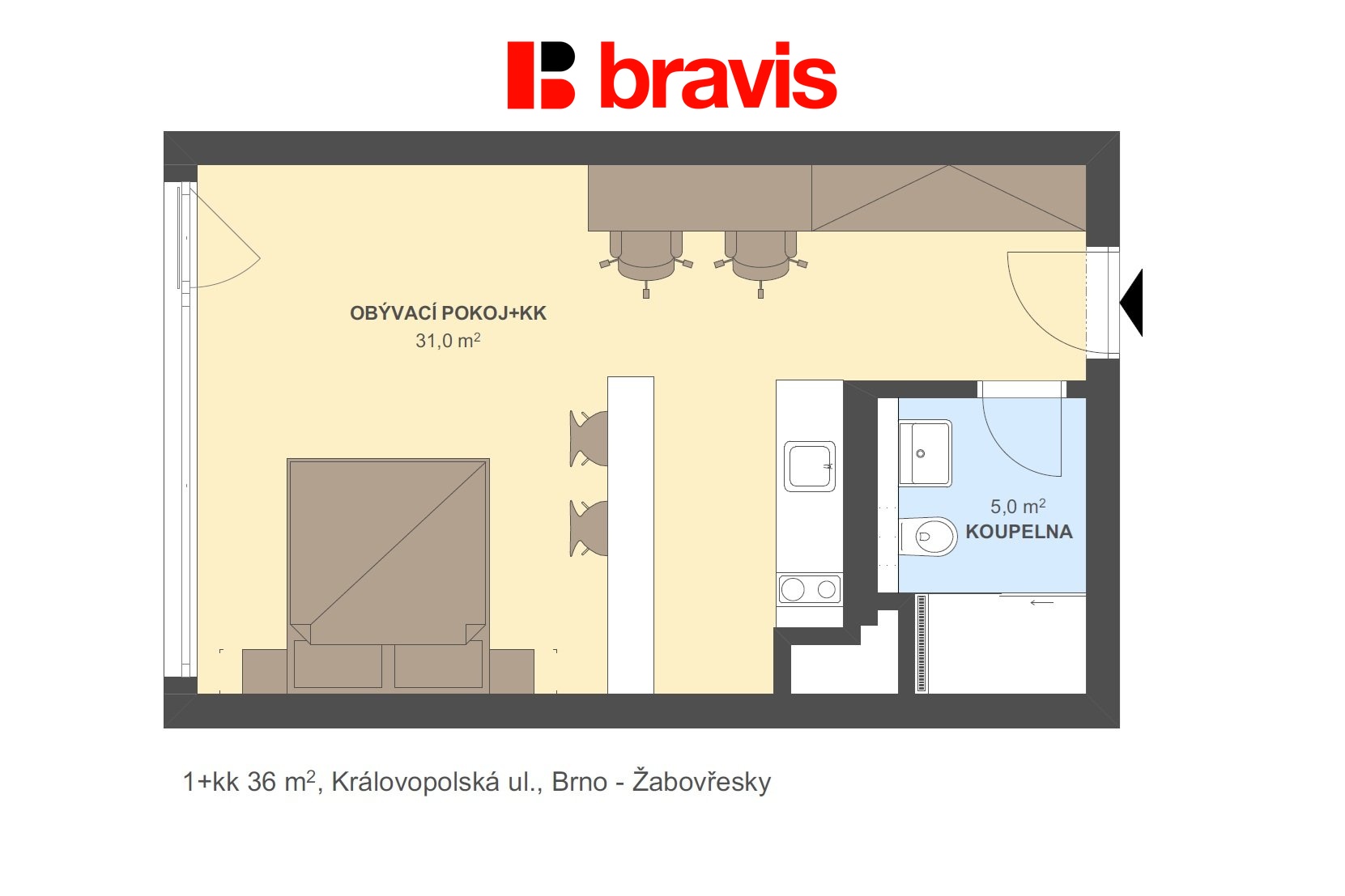 1+kk Královopolská 36m2