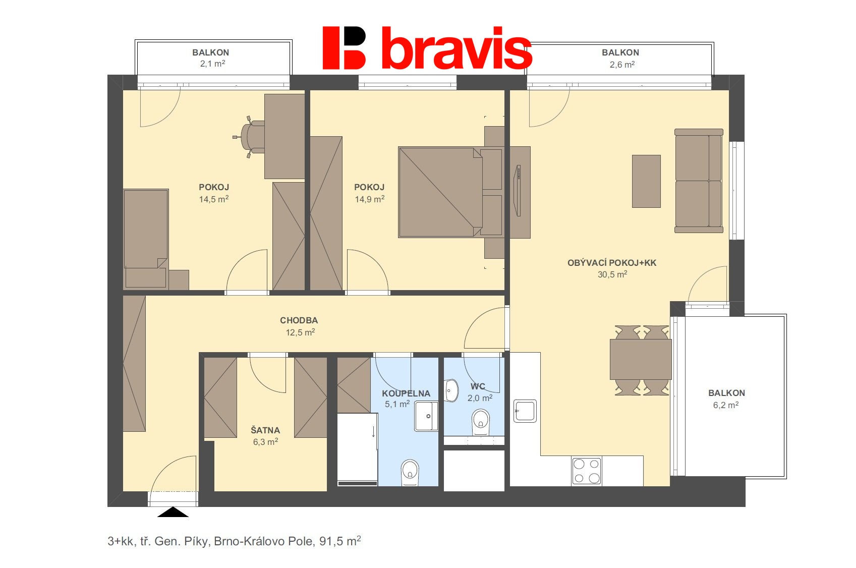 3+kk tř. Gen. Píky 91,5m2