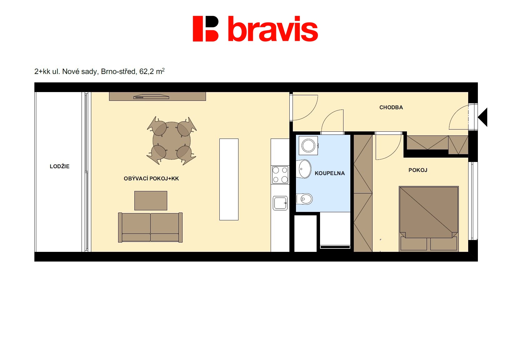 2+kk Nové Sady 62,2m2 levá