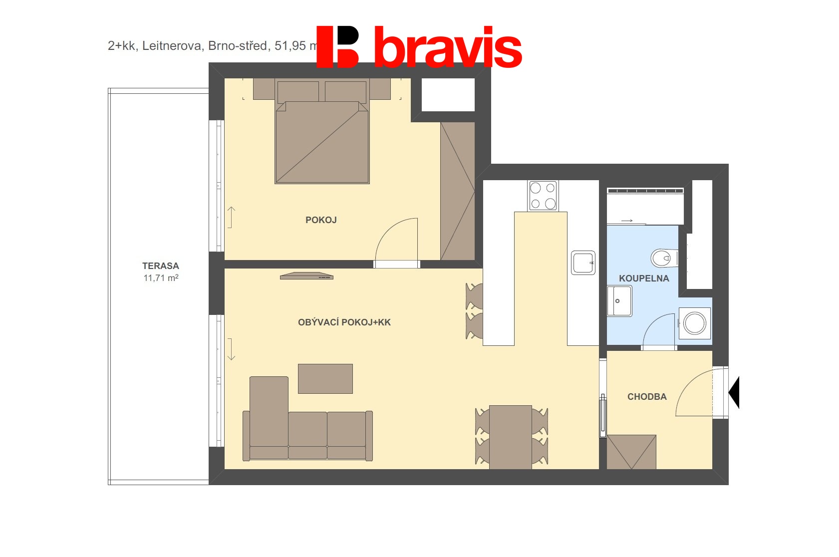2+kk Leitnerova 51,95m2