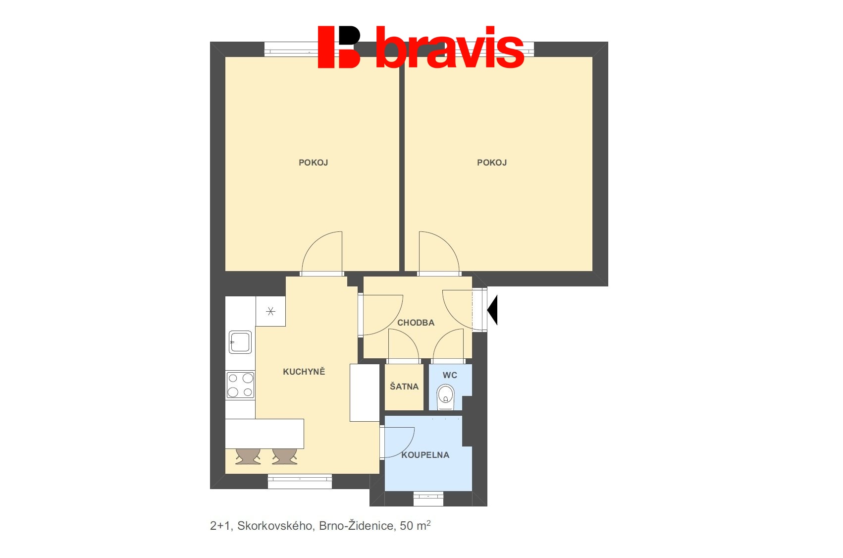 2+1 Skorkovského 50m2