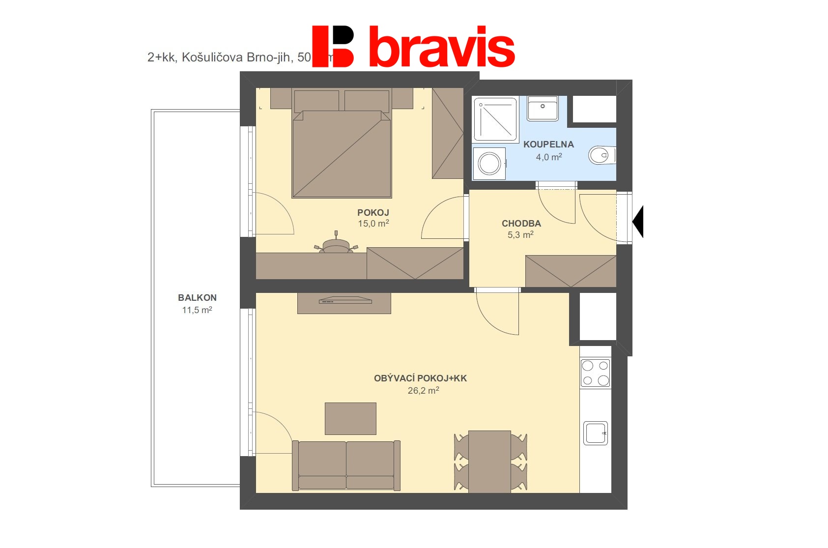 2+kk Košuličova 50,7m2