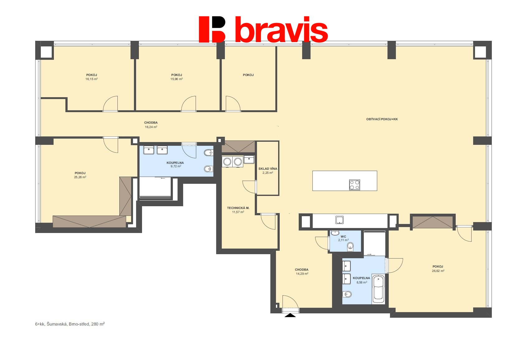 6+kk Šumavská 280m2