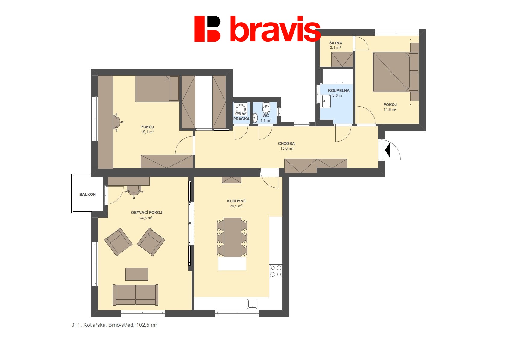 3+1 Kotlářská 102,5m2