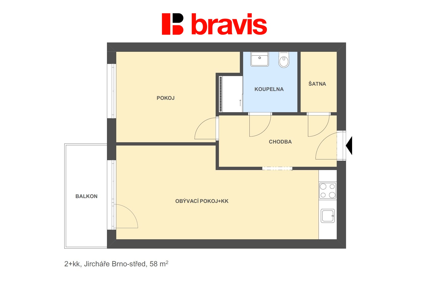 2+kk Jircháře 58m2