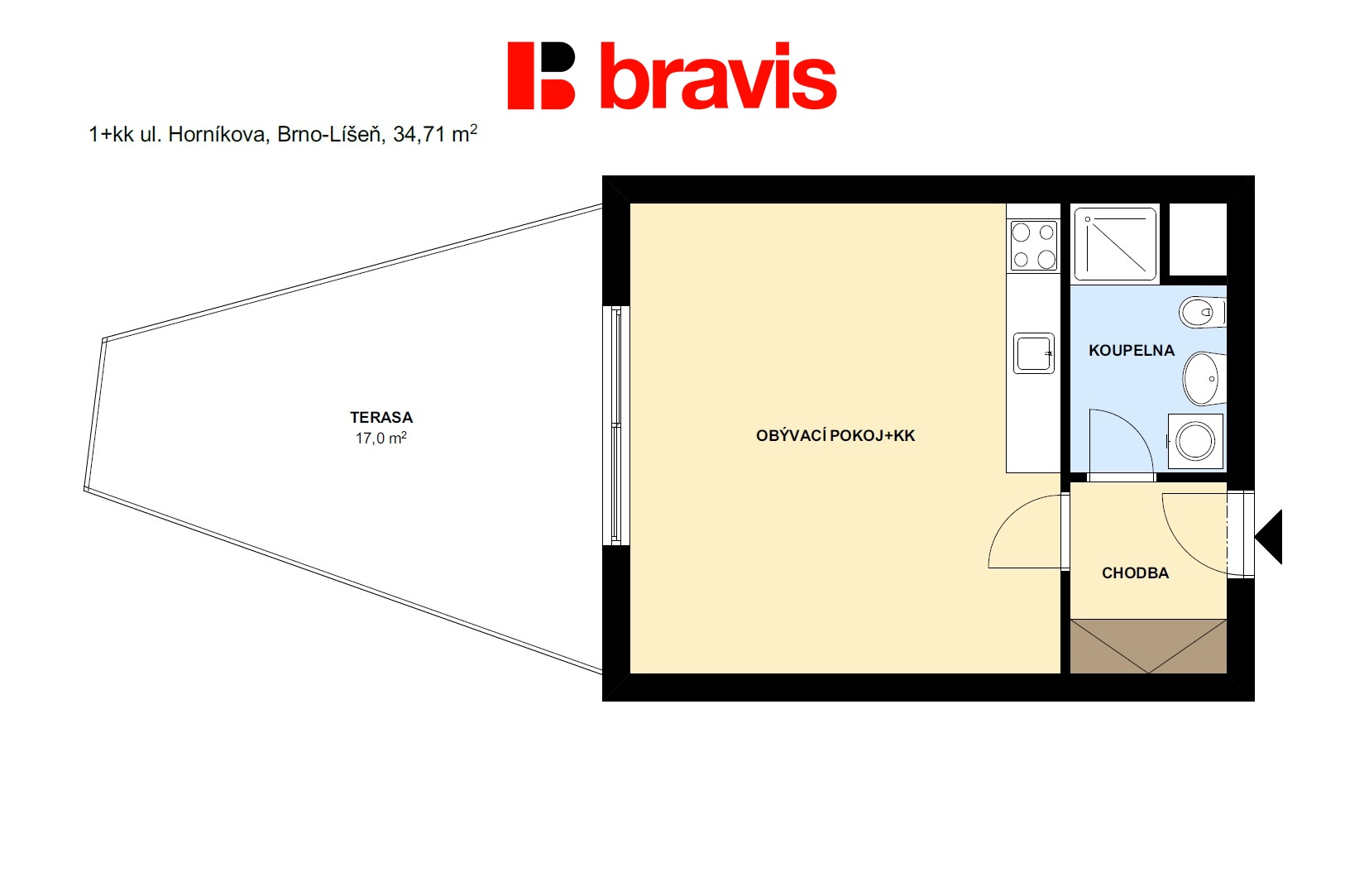 1+kk Horníkova 34,71m2