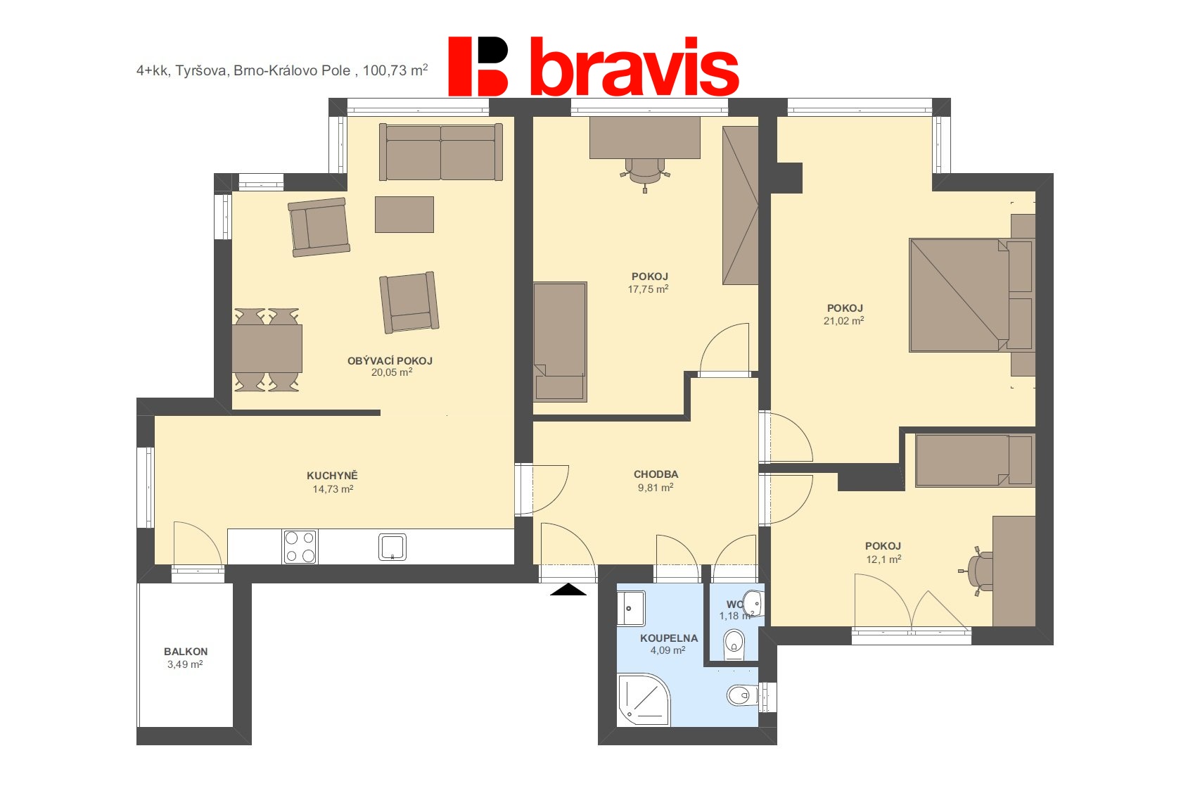 4+kk Tyršova 100,73m2