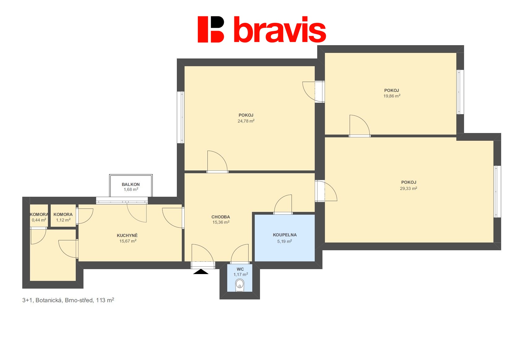 3+1 Botanická 113m2